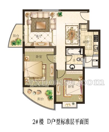 观山名筑2号楼D户型标准层