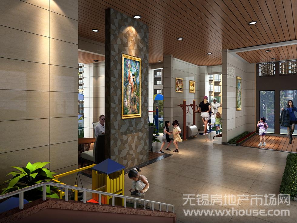 会所架空层效果图      