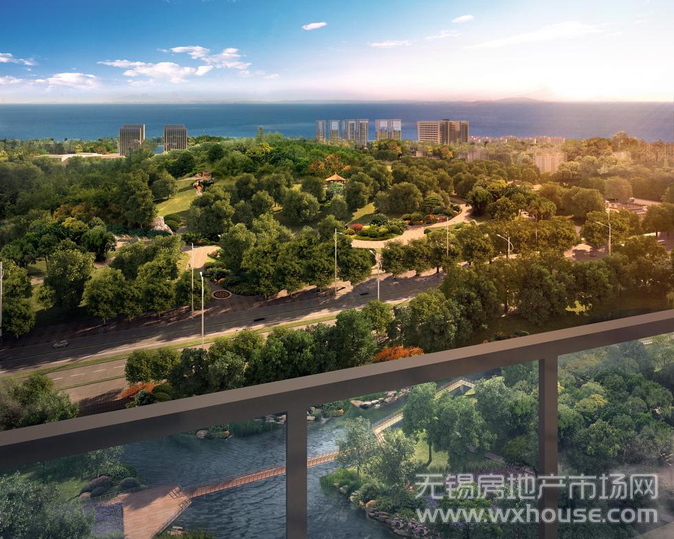 富力十号半鸟瞰日景效果图